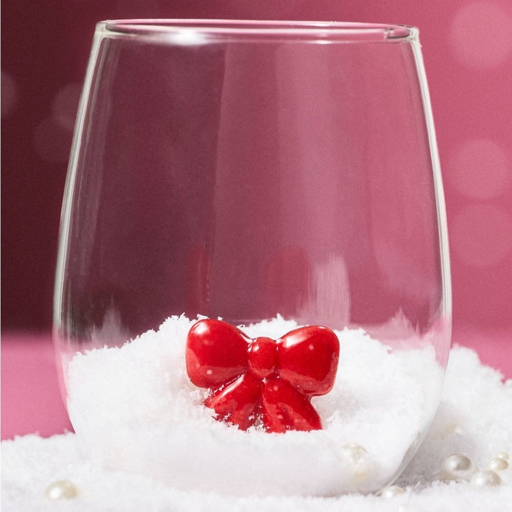 Anthropologie The Jolly Icon Stemless Wine Glass | Bow | NWT - Picture 1 of 5